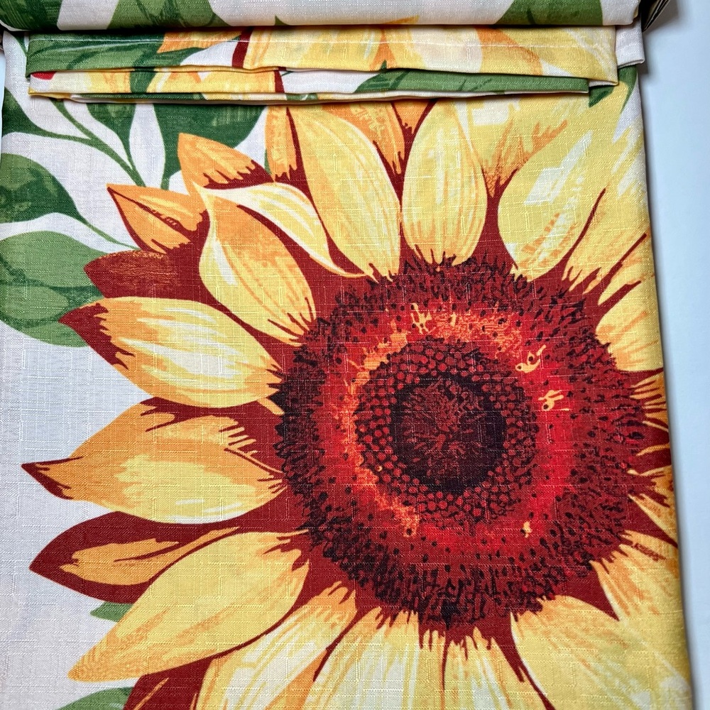 Harvest Sunflowers Fabric Shower Curtain Yellow Rust Orange Bold Colors - Picture 2 of 11
